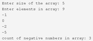 C Program To Count Number Of Negative Elements In Array
