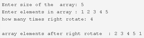 c program right rotate an array