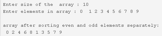 C Program To Sort Even And Odd Elements Of Array